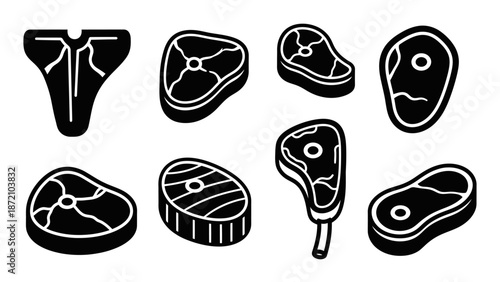 Meat Steaks Icon Set
