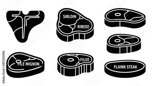 Meat Steaks Icon Set