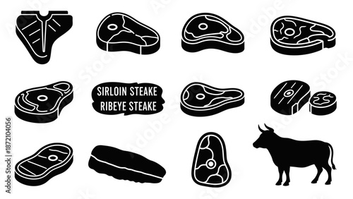 Meat Steaks Icon Set