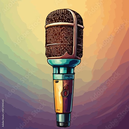 Vintage Microphone Illustration - A Classic Audio Recording Device.