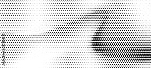 Dotted halftone texture background. Black and white pop art gradient overlay. Fading grunge gritty noise wallpaper. Weathered pixelated comic backdrop. Vector bitmap subtle vanishing surface