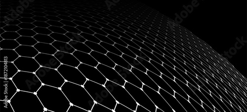 Black background. Dark hexagon carbon fiber texture. Navy blue honeycomb metal texture steel background. Web design template vector illustration EPS 10.