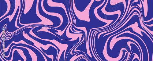 Cool 70s hippie background. Waves, swirls, swirling patterns. Twisted and distorted vector texture in trendy retro psychedelic style.