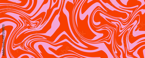 Cool 70s hippie background. Waves, swirls, swirling patterns. Twisted and distorted vector texture in trendy retro psychedelic style.