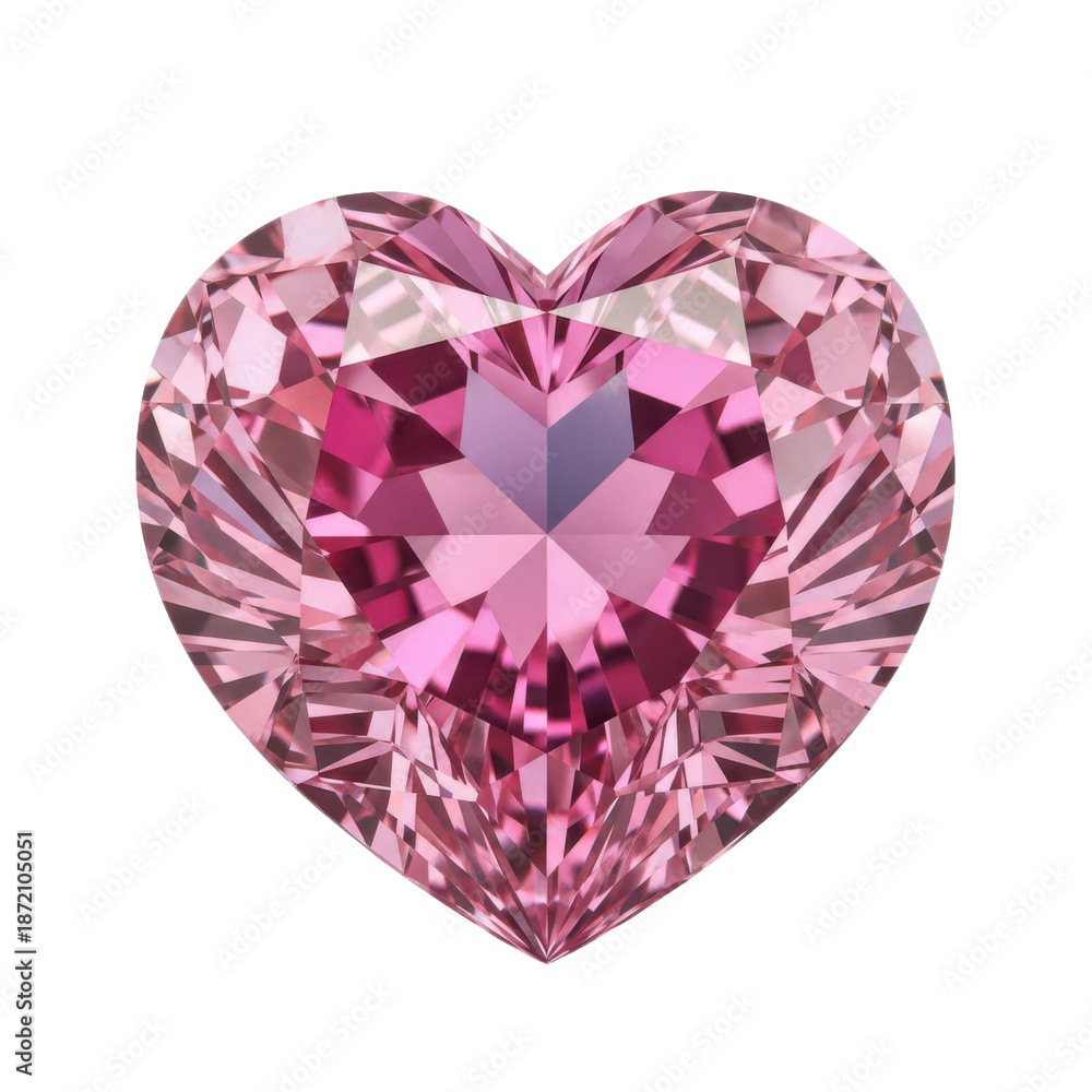 Fototapeta premium Pink Heart-Shaped Gemstone 3D Render isolated on transparent background