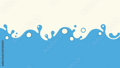 A simple illustration of flowing blue liquid with bubbly shapes on a pale background.
