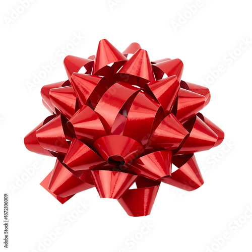 3D Red Abstract Sculptural Flower Form isolated on transparent background	