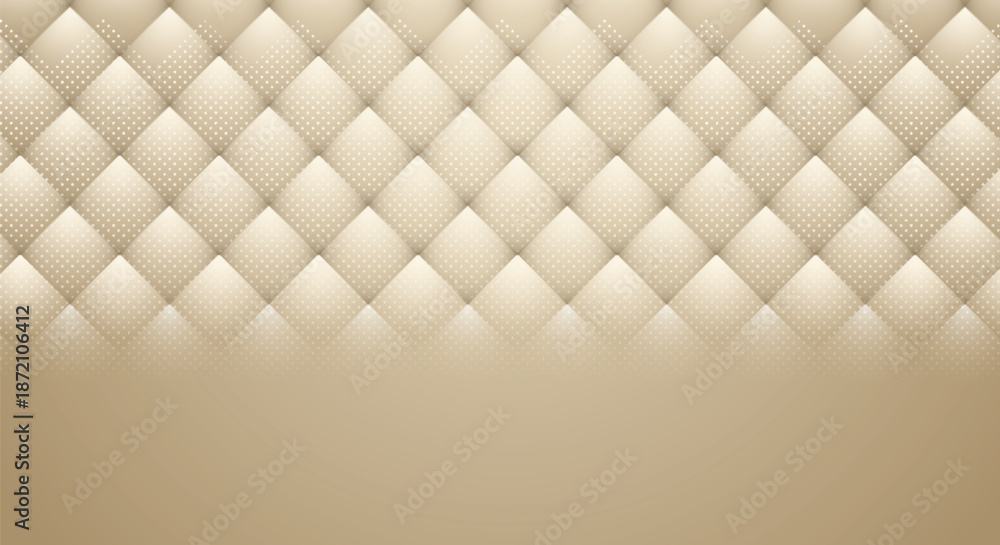 Fototapeta premium Detailed view of a beige quilted texture with a softer shaded bottom area