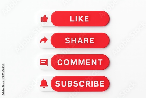 Social media engagement buttons for like share comment and subscribe