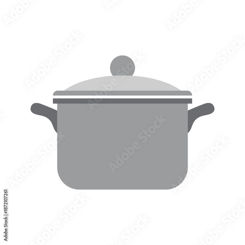Kitchen cooking pot flat vector icon isolated on white for cooking projects