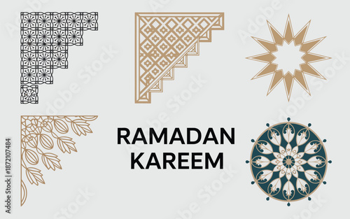 Elegant islamic patterns and ornaments for ramadan kareem celebrations background design Vector illustration