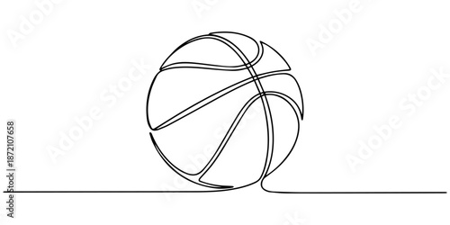 One continuous line drawing basketball. Sport ball concept. Editable stroke. Outline vector illustration, continuous line of basketball.one line drawing of vector illustration. line art isolated.
