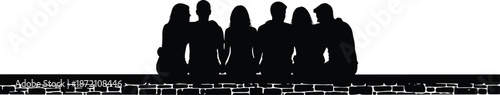 Friends sitting together silhouette illustration showing friendship bonding unity social connection moments for lifestyle community banner vector design poster artwork
