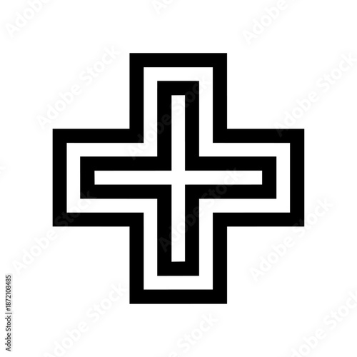 Bold cross-shaped form with layered paths, symbolizing direction, choice, stability, and intersection of ideas.