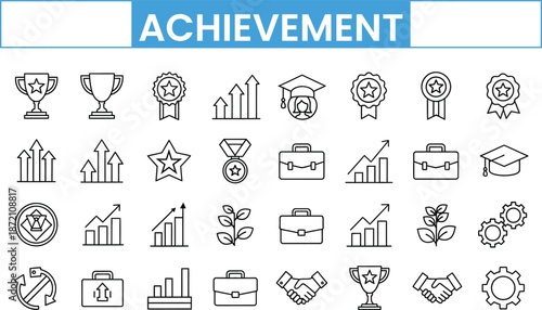 Achievement icon set symbols for success and recognition