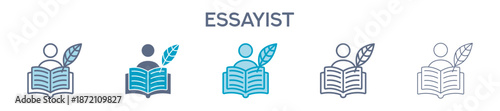 Essayist Element For Design Graphic - Multi Styles. Vector Illustration Of Two Colored And Black. Multiple Icons Designs Can Be Used For Mobile, Ui, Web 