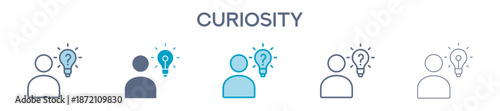 Curiosity Element For Design Graphic - Multi Styles. Vector Illustration Of Two Colored And Black. Multiple Icons Designs Can Be Used For Mobile, Ui, Web 
