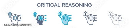 Critical Reasoning Element For Design Graphic - Multi Styles. Vector Illustration Of Two Colored And Black. Multiple Icons Designs Can Be Used For Mobile, Ui, Web 