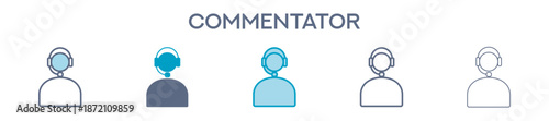 Commentator Element For Design Graphic - Multi Styles. Vector Illustration Of Two Colored And Black. Multiple Icons Designs Can Be Used For Mobile, Ui, Web 