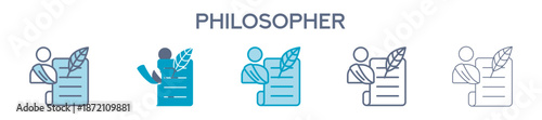Philosopher Element For Design Graphic - Multi Styles. Vector Illustration Of Two Colored And Black. Multiple Icons Designs Can Be Used For Mobile, Ui, Web 