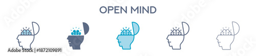 Open Mind Element For Design Graphic - Multi Styles. Vector Illustration Of Two Colored And Black. Multiple Icons Designs Can Be Used For Mobile, Ui, Web 