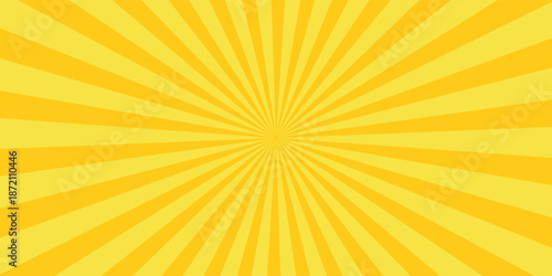 Yellow banner with Sun rays, lines background, light