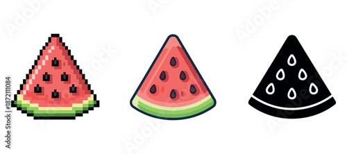 Pixelated, illustrated, and silhouette watermelon slices