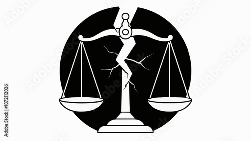 Cracked Scales of Justice Symbol