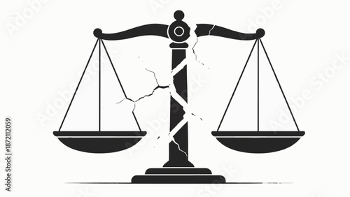 Broken balance scale representing legal injustice or unfairness