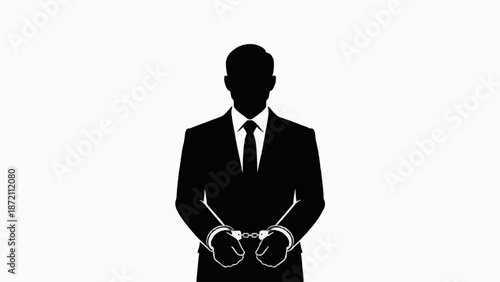 Silhouette of a Business Person in Handcuffs, Symbolizing Legal Issues and Corporate Accountability