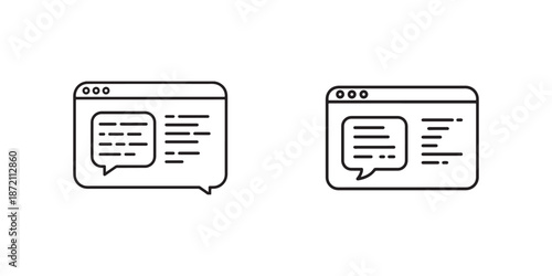 Two line icons representing browser windows displaying chat messages and website content