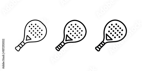 Padel tennis racket, sport equipment for game and recreation, minimalist line icon