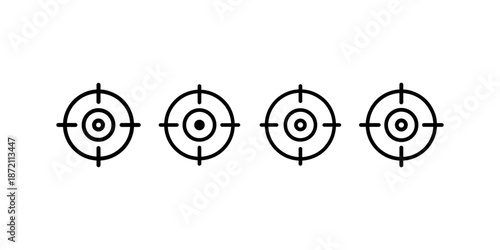 Four reticles aiming targets targets circles symbol crosshairs aim focus graphic