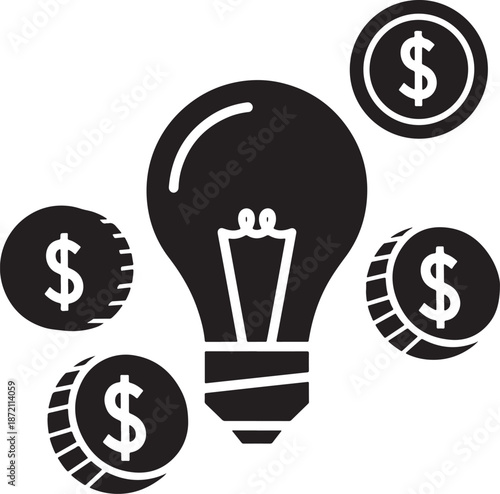 Lightbulb idea with money icons Vector