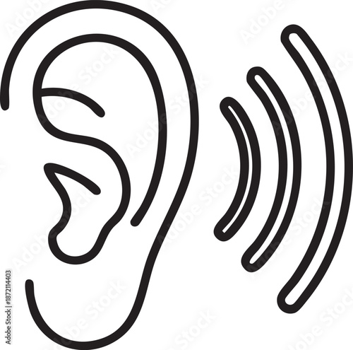 Minimalist Ear and Acoustic Symbol