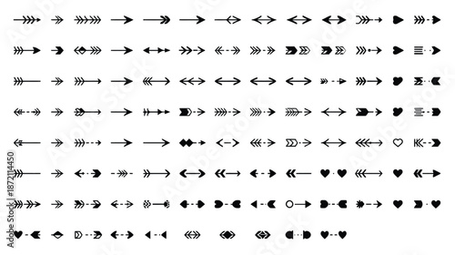 Black and white vector icon set featuring clean line symbols for web, business, and design use