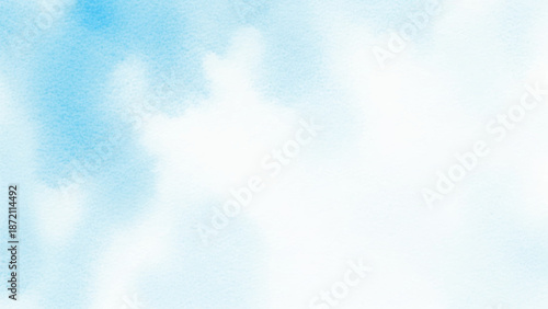 Soft watercolor background with light blue hues and a blurred, dreamlike quality