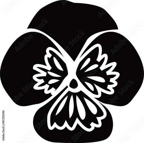 パンジーやスミレの花のベクターイラスト　透明背景