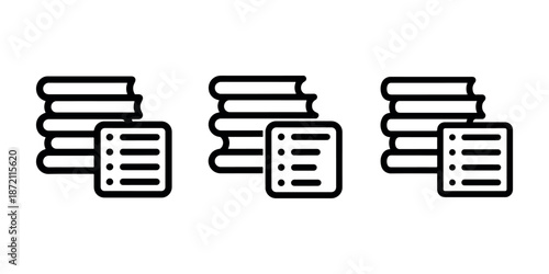 Books stacked with checklist symbol representing library education knowledge learning