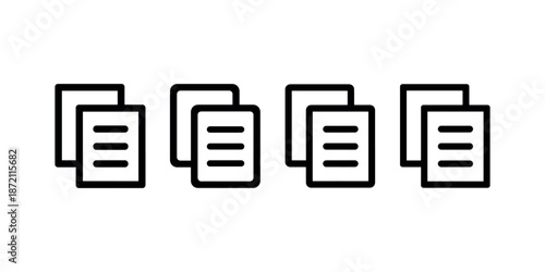 Multiple document file stack outline icon set for business office and digital paper storage
