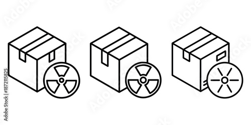Hazardous materials box set icon, chemical waste danger package vector design