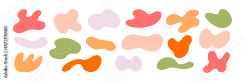 Organic Round Form Liquid Blob Shape Kit. Different Round Form Set. Abstract Blob Figure Bundle. Hand Drawn Vector Illustration