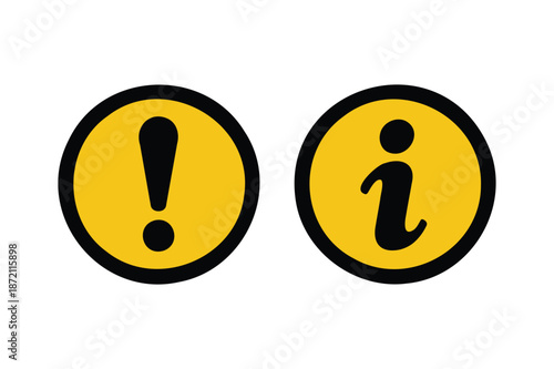Exclamation Mark and Information Symbol Icons alert