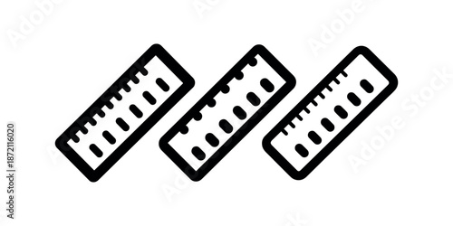 Ruler measurement tools icons set for precision drawing and geometric calculation tasks
