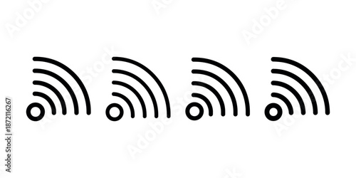 Four outline icons representing increasing signal strength connectivity or wifi connection bars