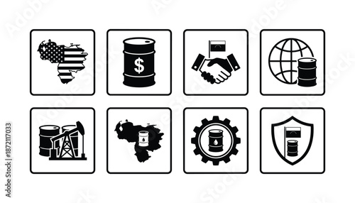 Oil industry in Venezuela and USA vector concept icon design business production symbol petroleum company