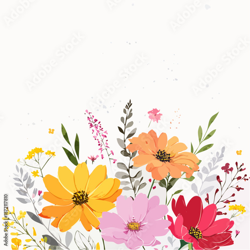Vertical drifting layout with flowers arranged like falling leaves
