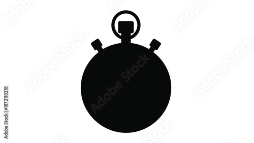 A stark black outline of a vintage stopwatch a striking silhouette