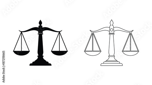 Scales of justice a black and white contrast depicting balance silhouette