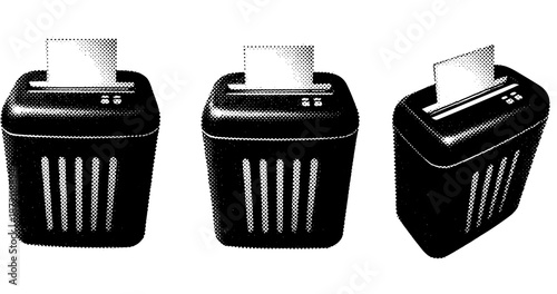 Halftone style paper shredders trio with secure document disposal